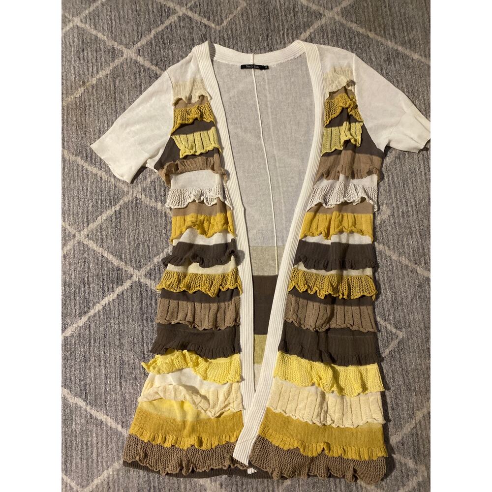 Long cardigan Nie and Zoe short sleeve ruffles light weight size Medium